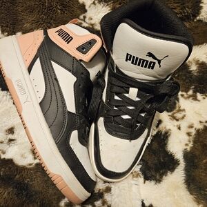 Puma Black and White High-Top Sneakers